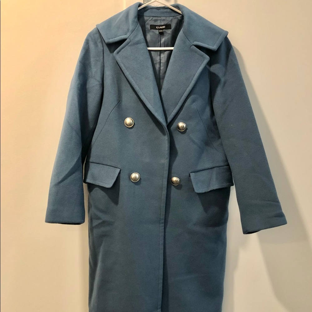 Blue winter overcoat